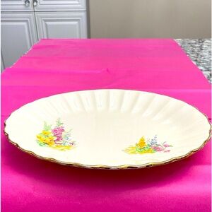 VTG HOLLYHOCK SOVEREIGN POTTERS  CANADA EARTHENWARE OVAL PLATTER